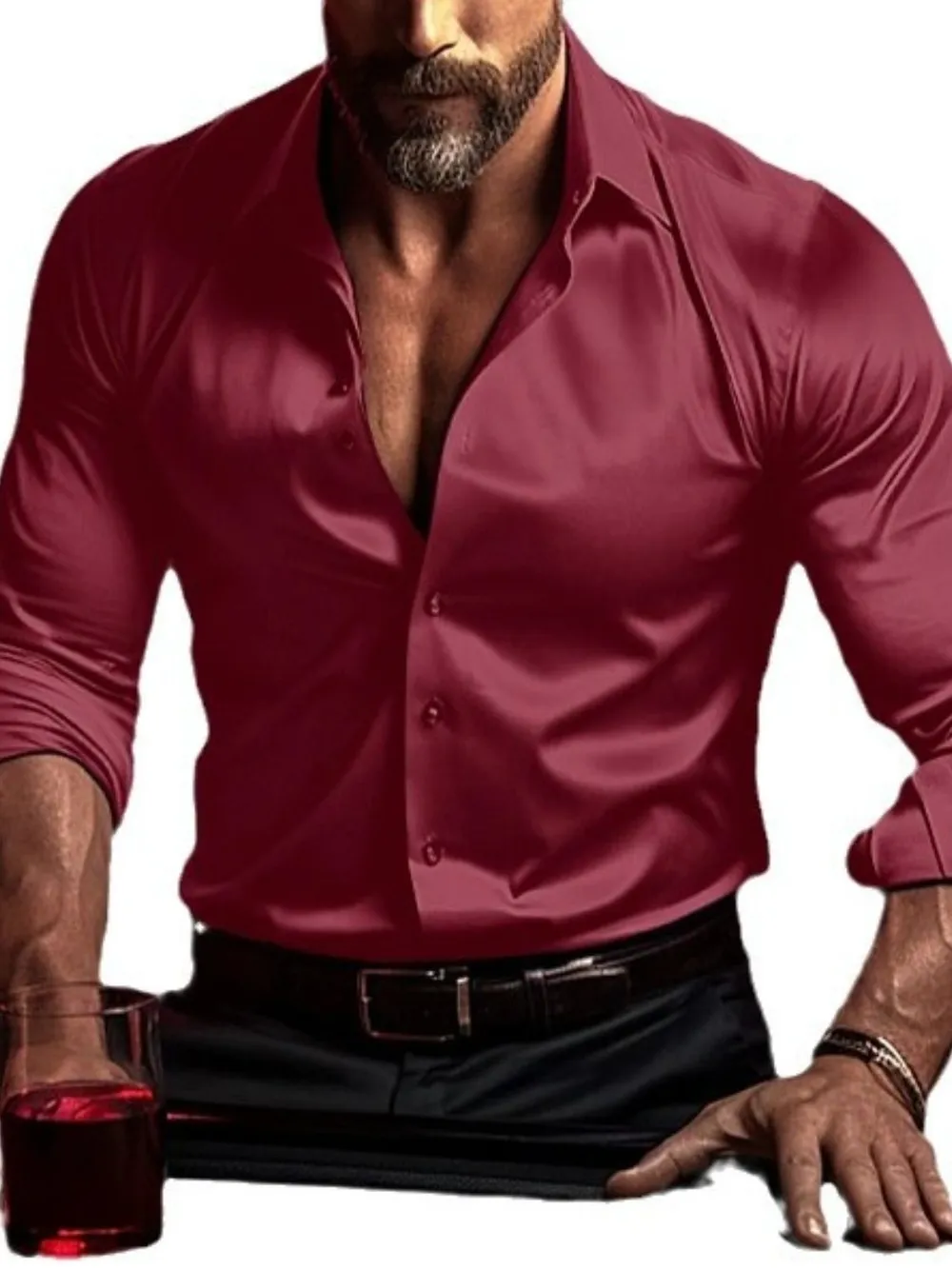 Men's Full Size Collared Neck Long Sleeve Shirt Plus Size, image 6