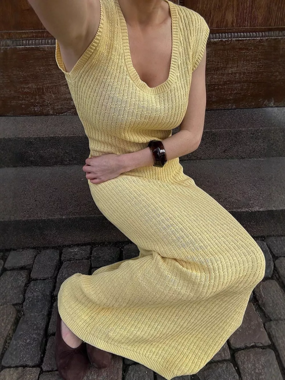 Side Slit Sleeveless Midi Knit Dress, image 14