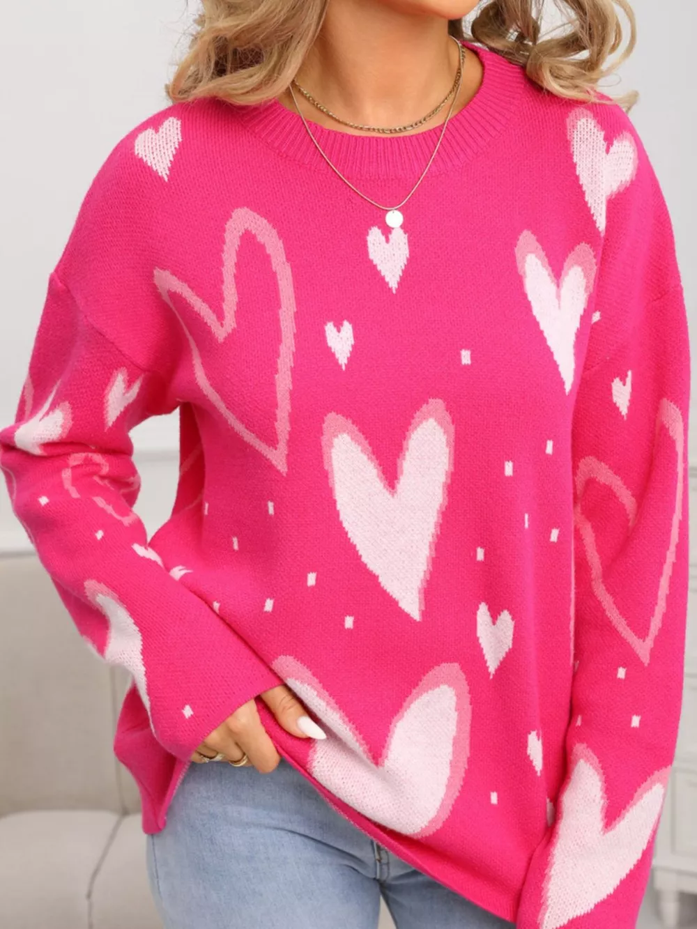 Valentine's Day Heart Crew Neck Sweater, image 2