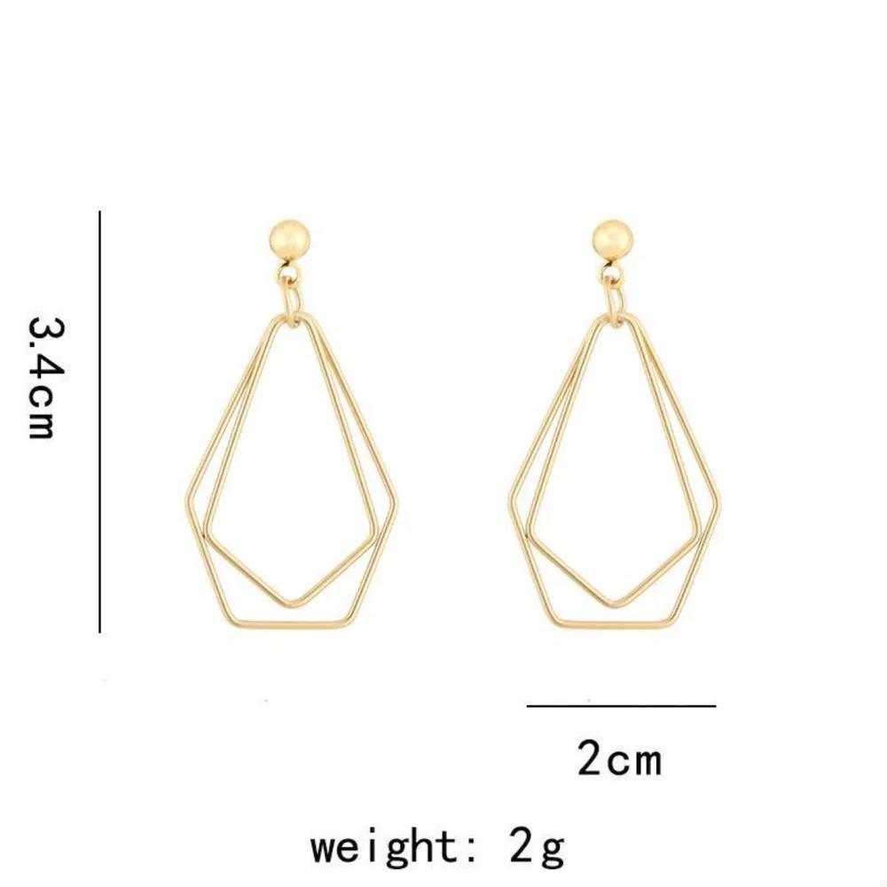 18K Gold-Plated Alloy Geometric Wire Drop Earrings, image 6