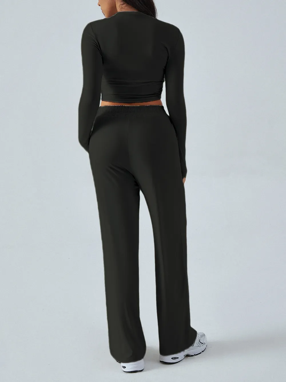 Round Neck Long Sleeve Top and Pants Set, image 3