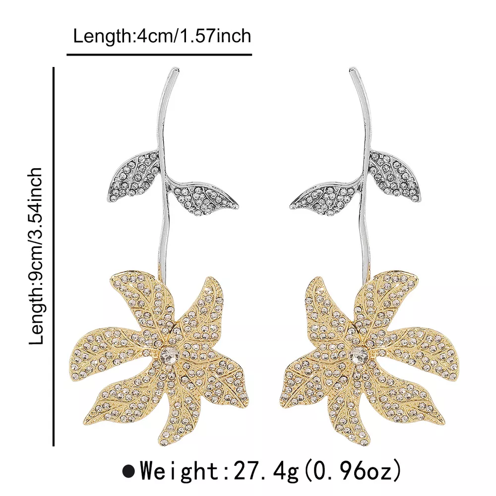 Rhinestone Flower Dangle Earrings, image 6