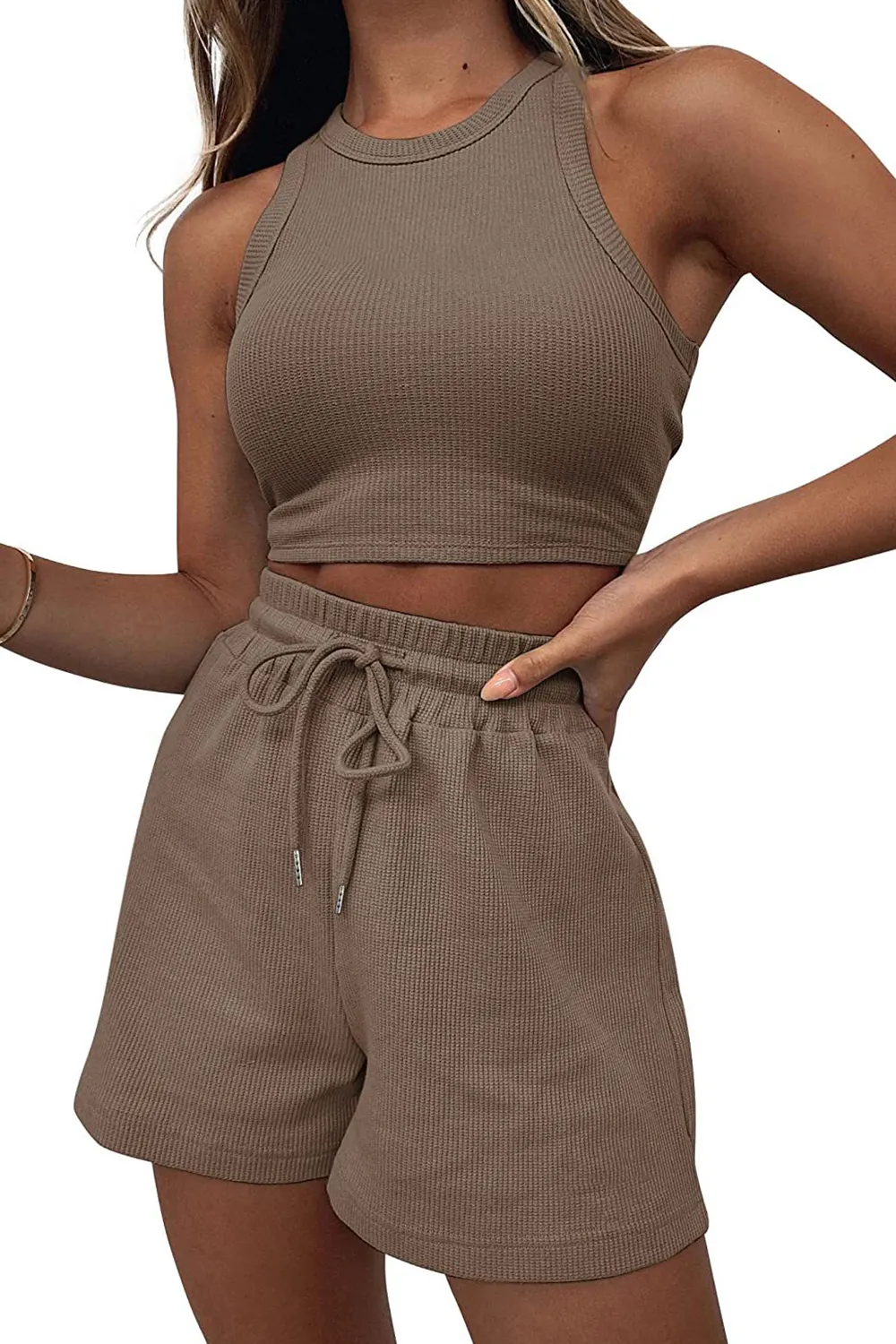 Round Neck Top and Drawstring Shorts Set, image 21