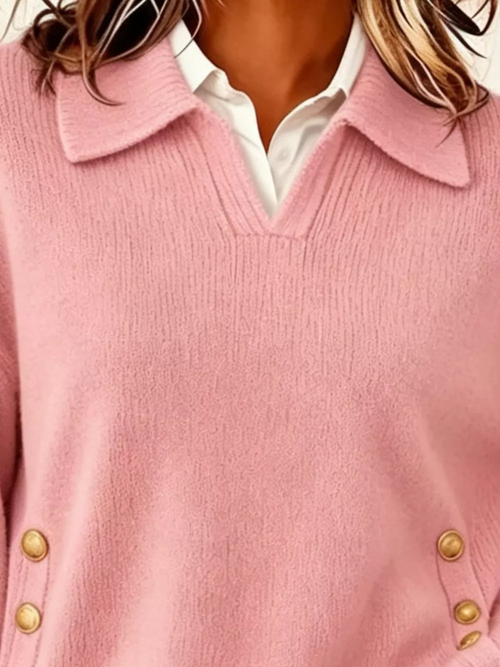 Chic Collared Decor-Button Sweater, image 5