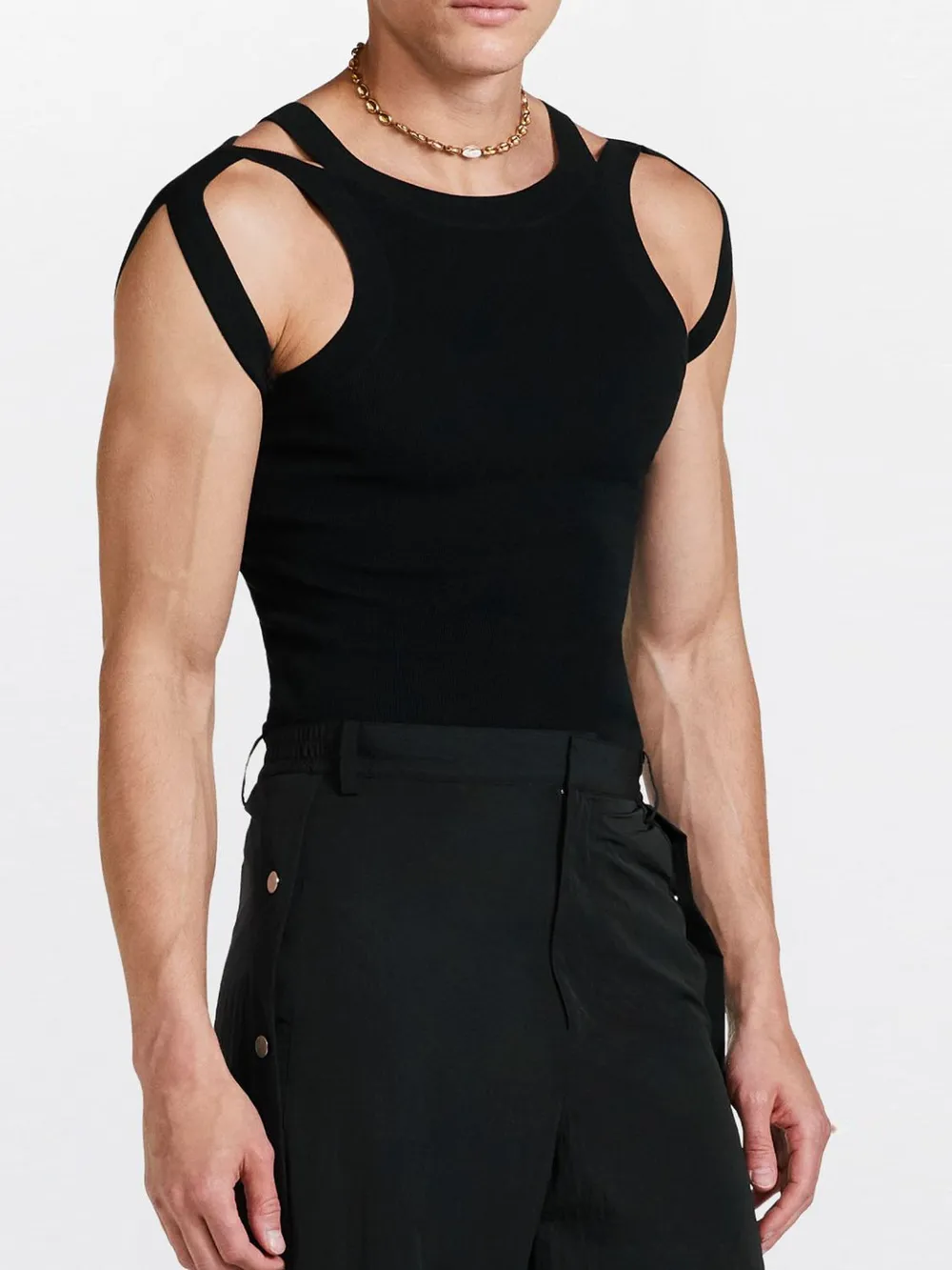 Men's Full Size Cutout Round Neck Tank Plus Size