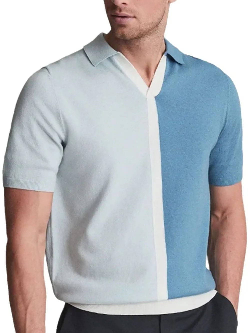 Men's Plus Size Two-Tone Short Sleeve Polo, image 4
