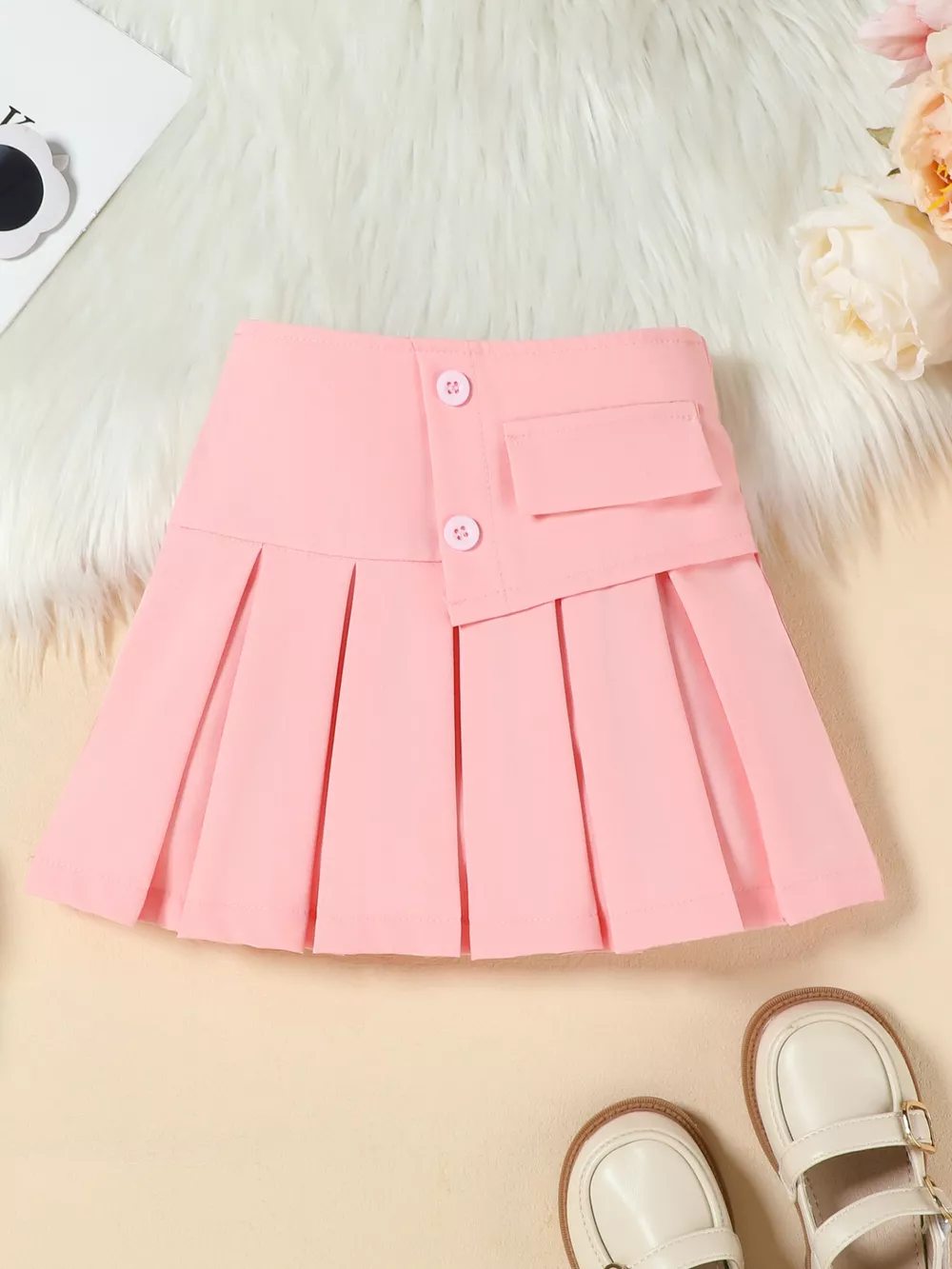 Children's Floral Decor Vest & Pleated Skirt Set, image 4