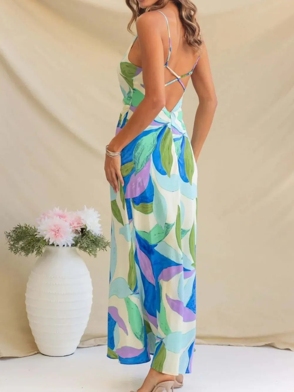 Printed Backless Sleeveless Maxi Dress, image 6