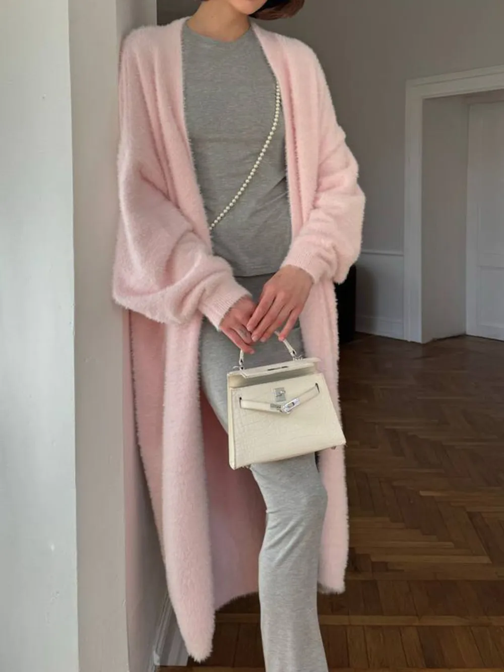 Fuzzy Open Front Solid Color Cardigan, image 13