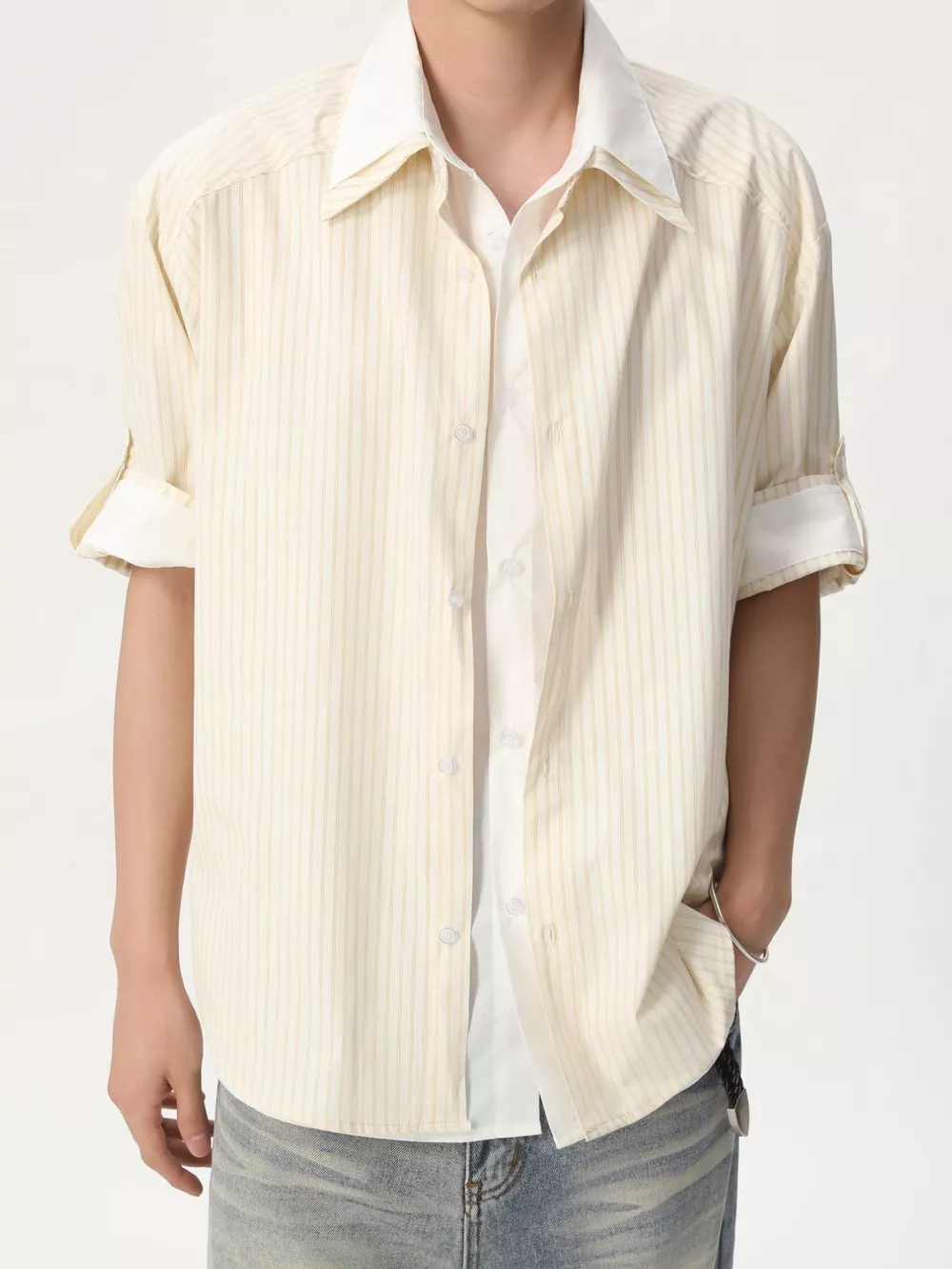 Men's Striped Button Up Shirt, image 9