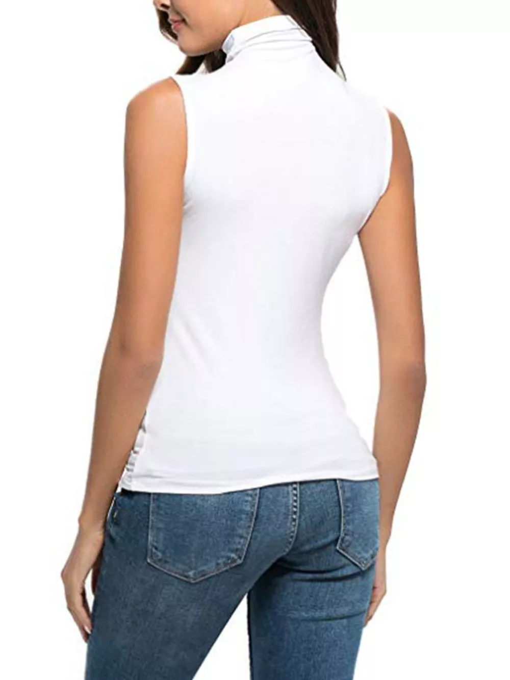 Sleeveless Turtleneck Slim Fit T-Shirt, image 12