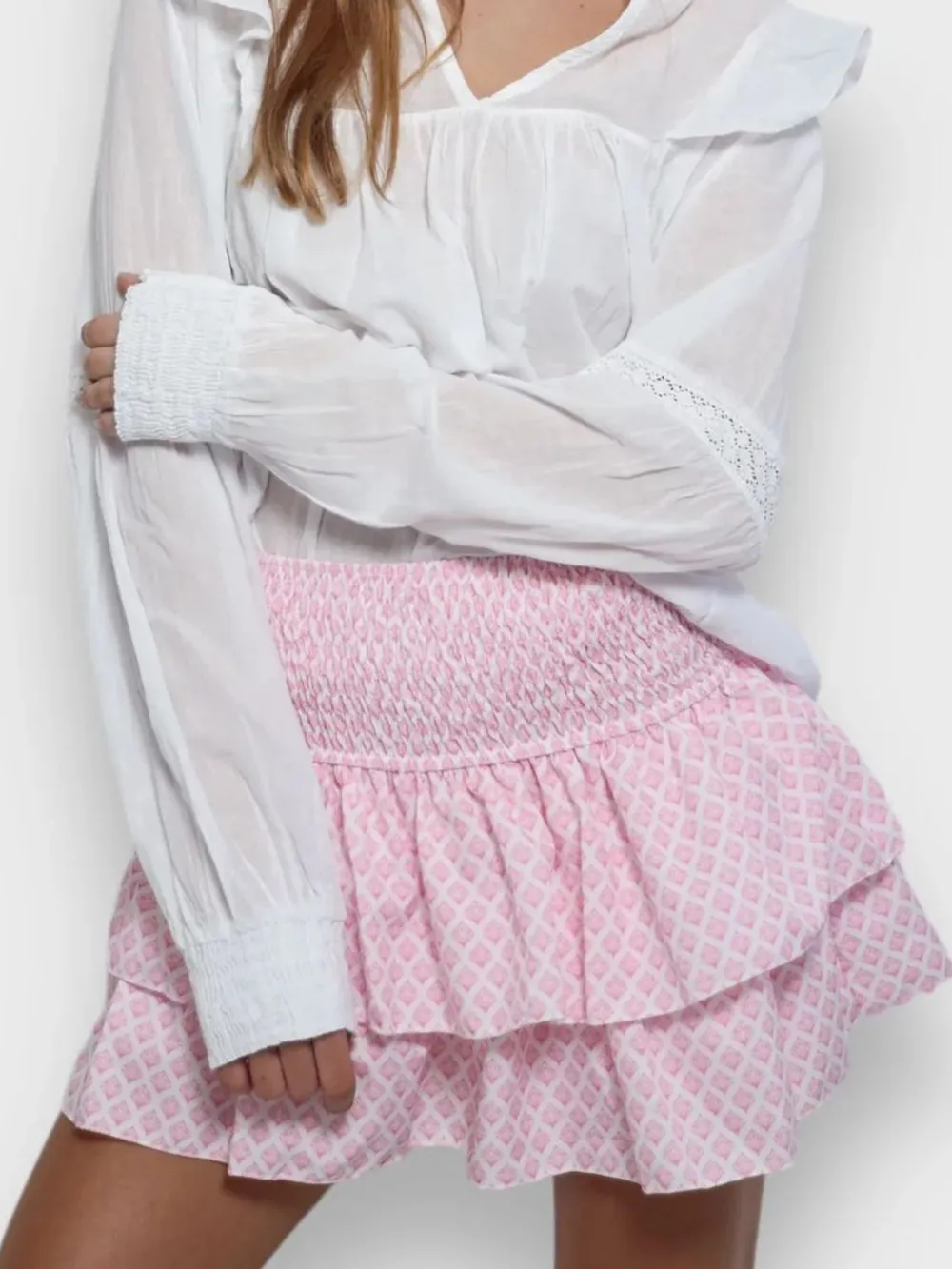 Smocked Wideband Waist Layered Mini Skirt, image 2