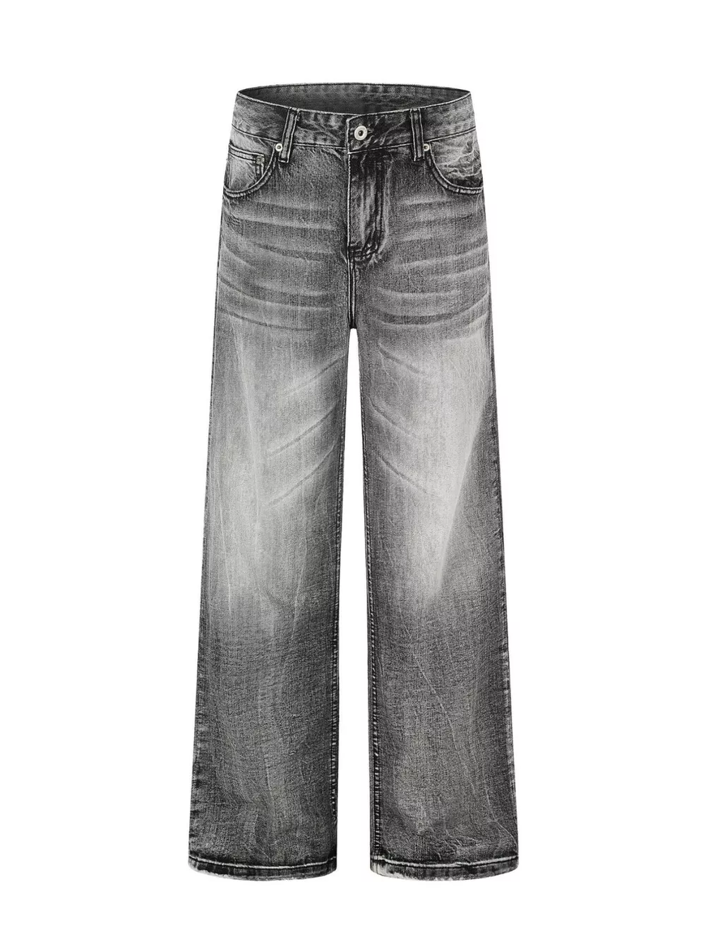 Men's Full Size Vintage Wash Wide Leg Jeans Plus Size