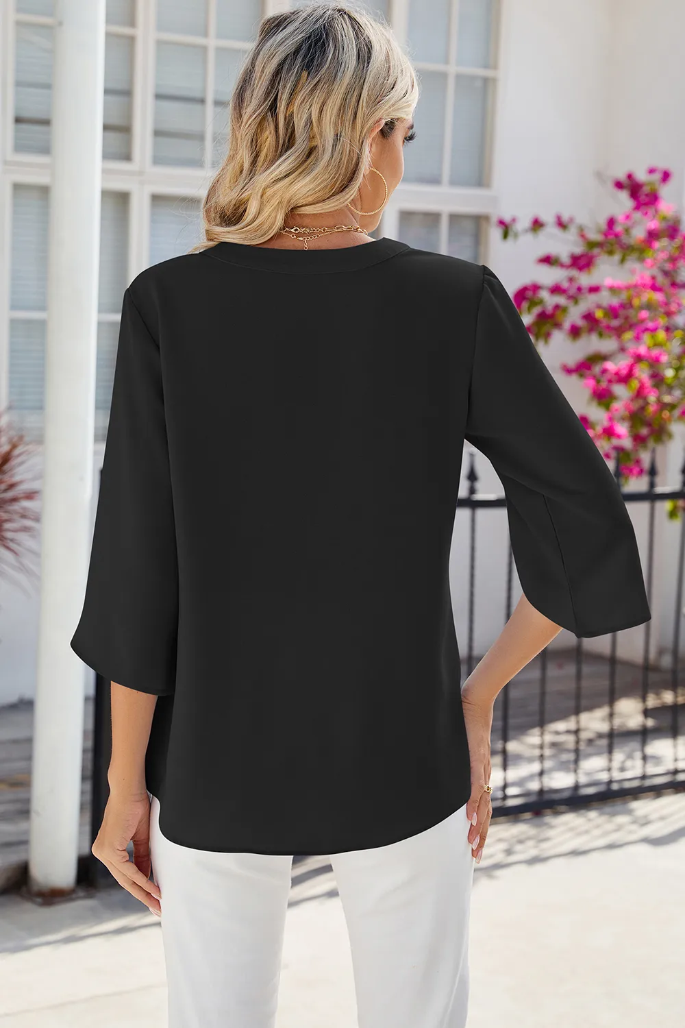 Notched Half Button T-Shirt, image 2