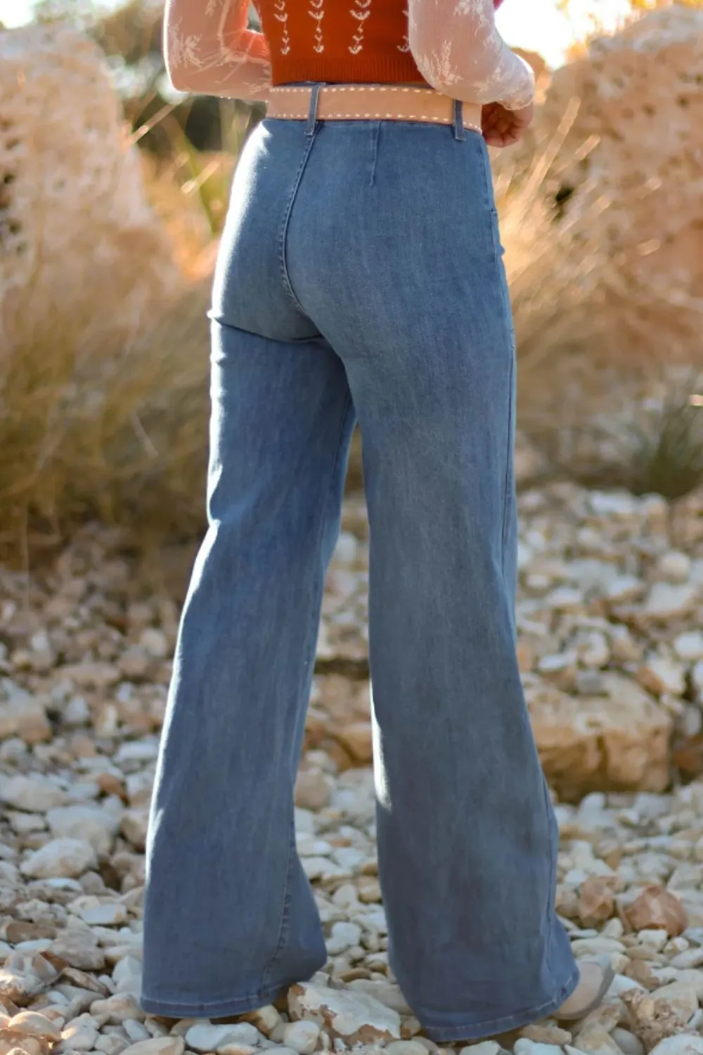 High-Waisted Wide-Leg Button-Front Jeans, image 3