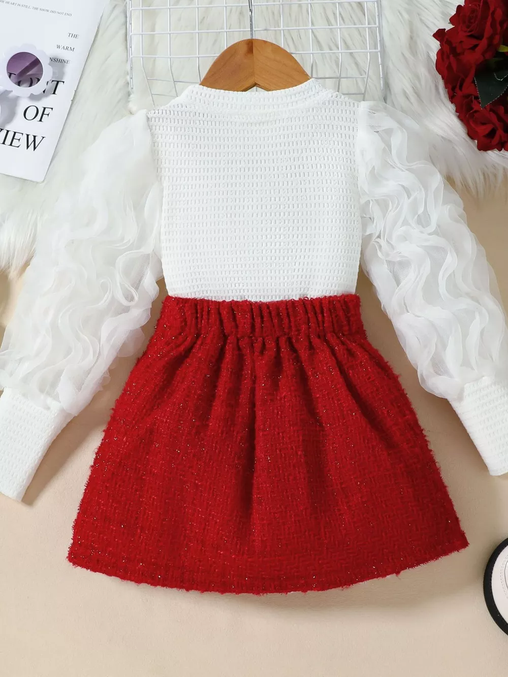 Children's Openwork Top and Tweed Skirt Set, image 7