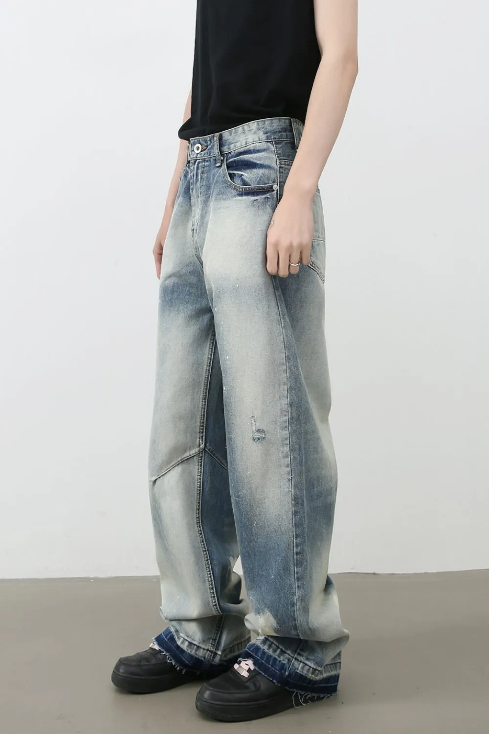 Men's Distressed Wide Leg Jeans, image 4