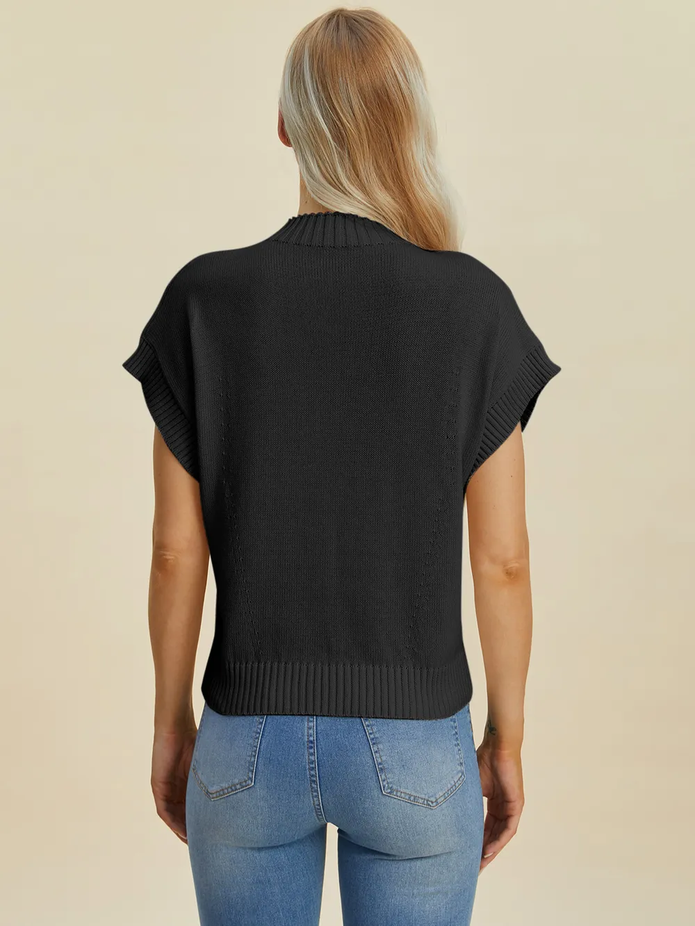 Full Size Mock Neck Short Sleeve Sweater, image 21