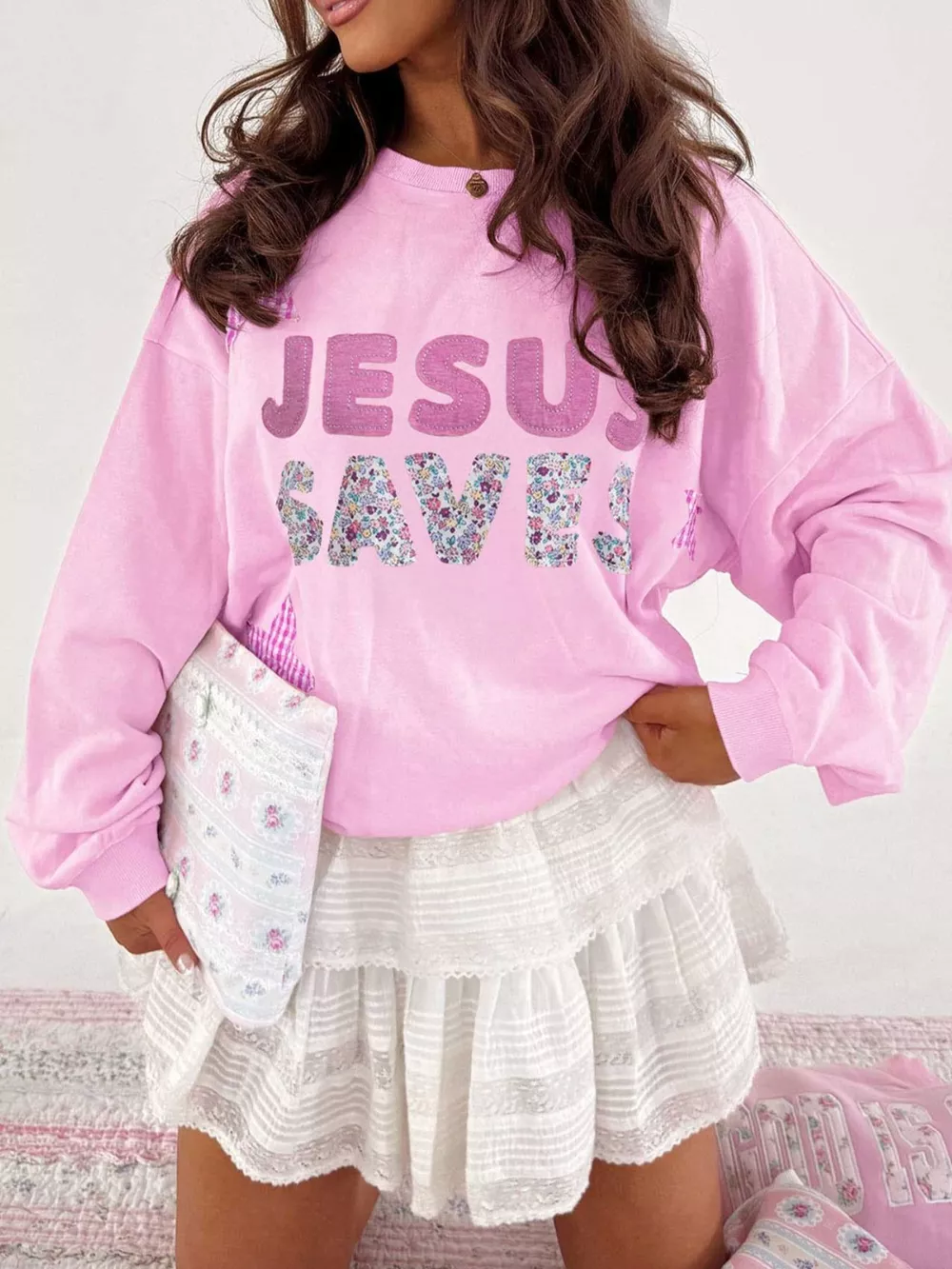 JESUS SAVES Dropped Shoulder Sweatshirt, image 2