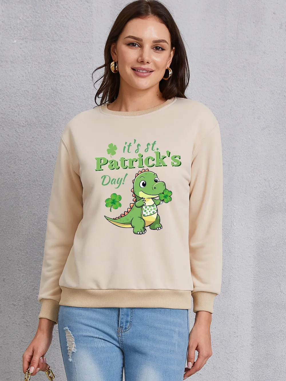 IT'S ST. PATRICK'S DAY Graphic Round Neck Sweatshirt, image 7