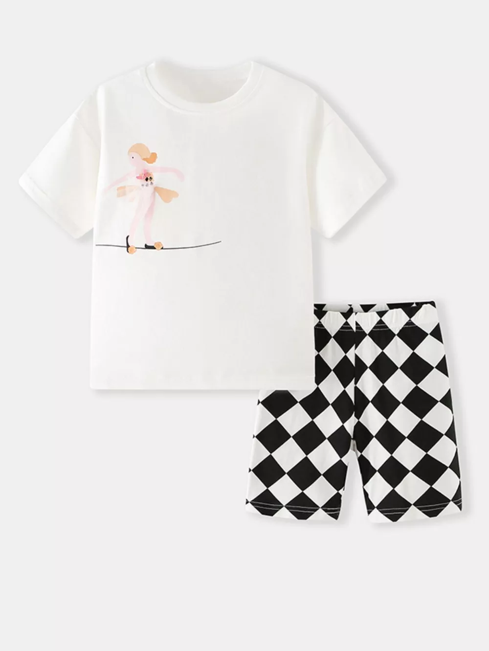 Children's Graphic Tee & Checkerboard Shorts Set, image 2