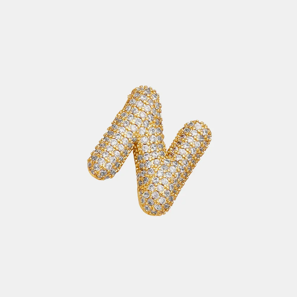 Inlaid Zircon Bubble Initial Necklace, image 5