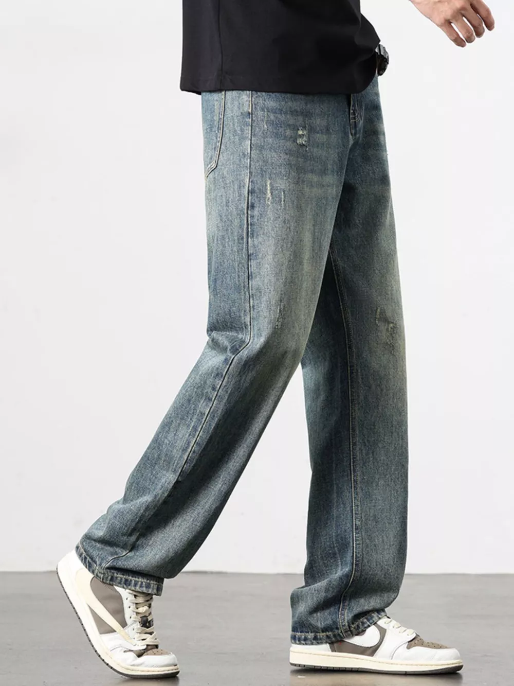 Men's Washed Wide Leg Jeans, image 6