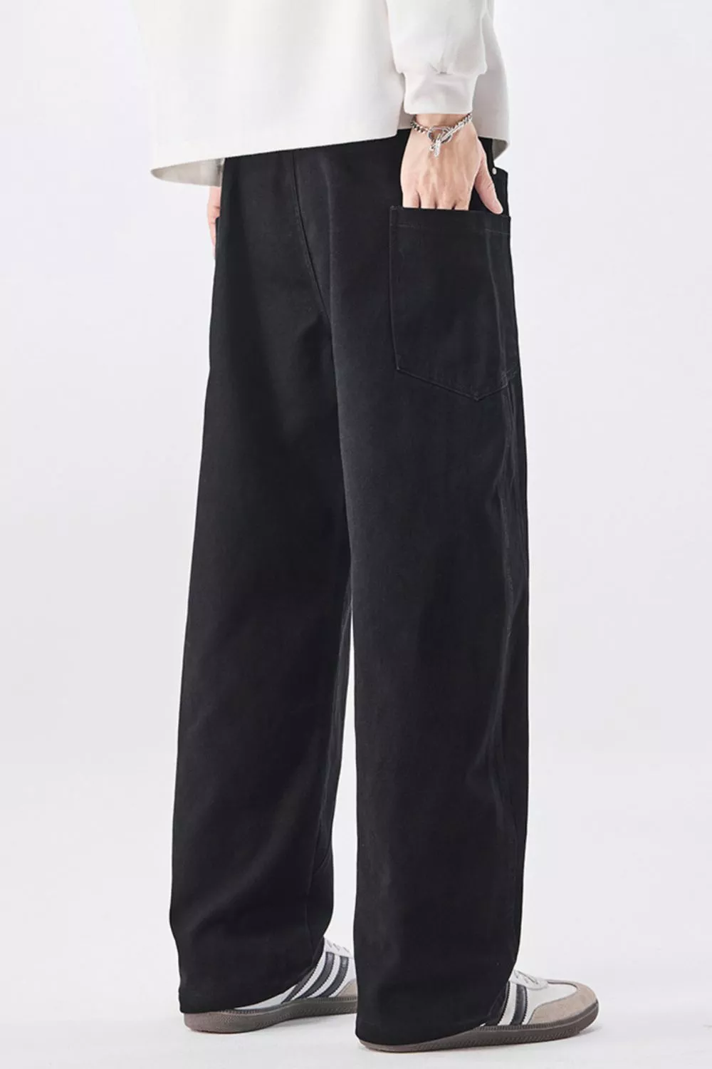 Men's Plus Size Loose Fit Drawstring Waist Jeans, image 8