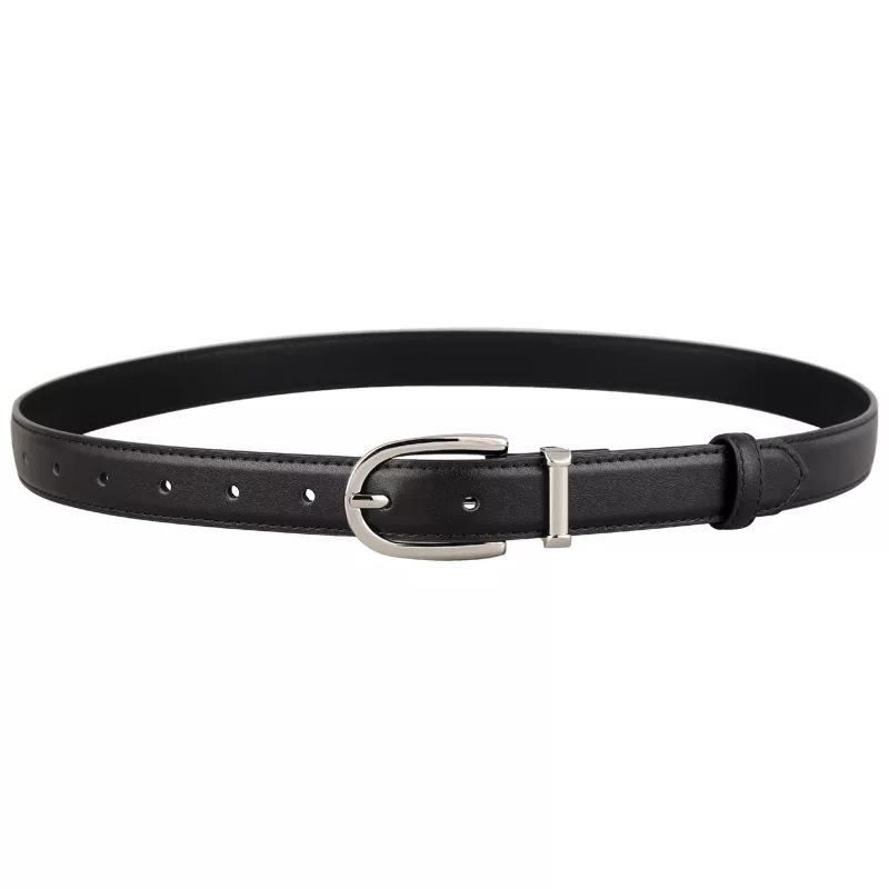 Classic Leather Belt with Silver Buckle, image 3