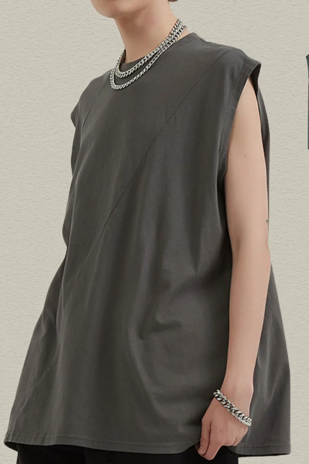 Men's Solid Color Round Neck Tank, image 3