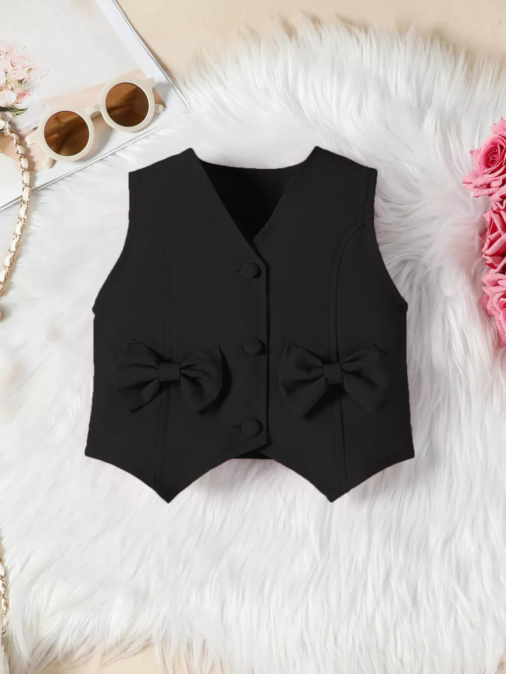 Children's Bowknot Vest & Pleated Skirt Set, image 19