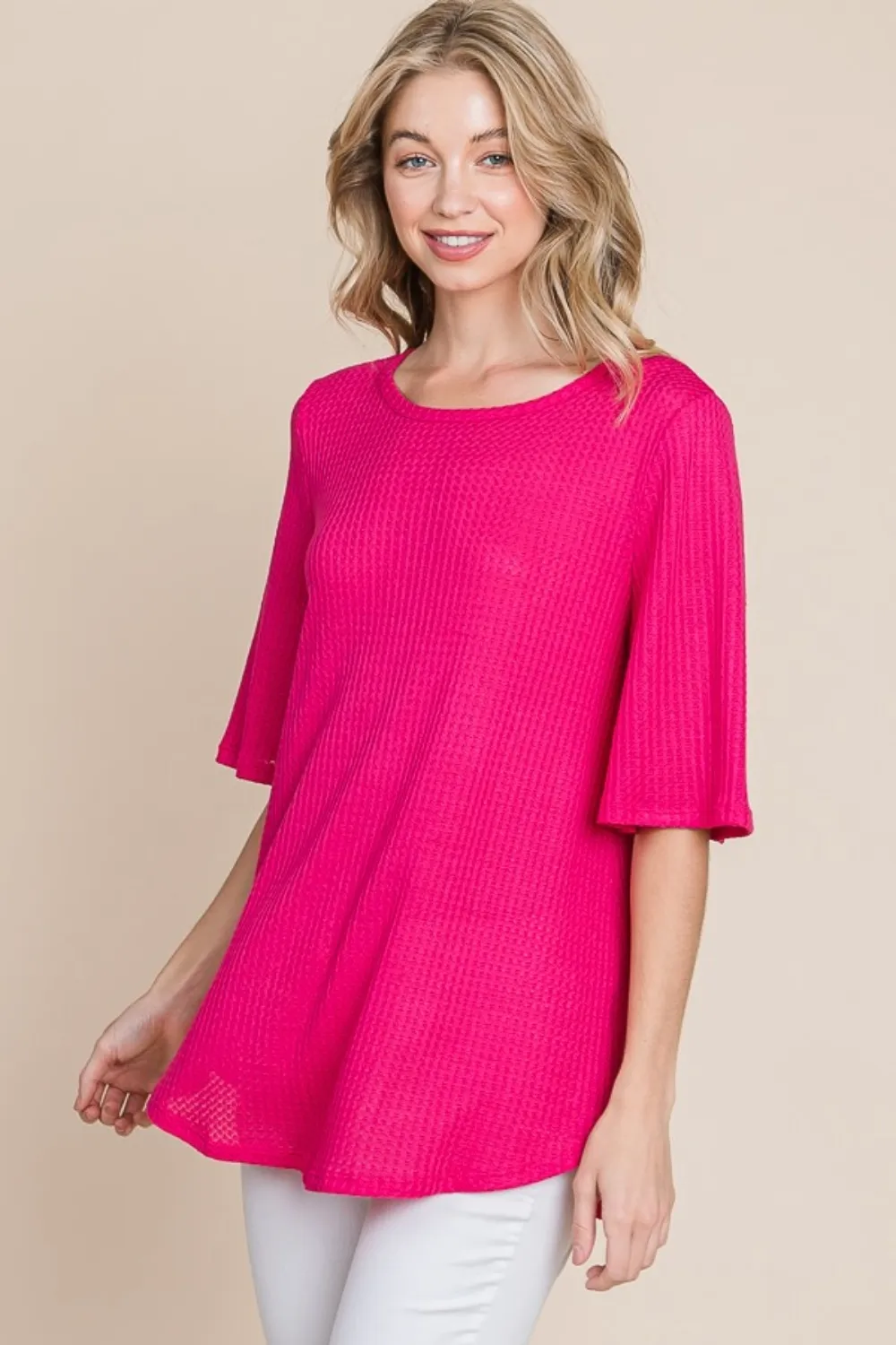 Round Neck Waffle Knit T-Shirt, image 3