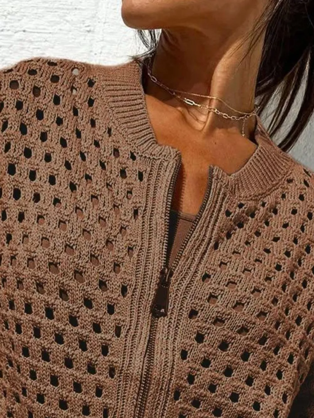 Full Size Crochet Knit Zip-Up Cardigan Plus Size, image 17