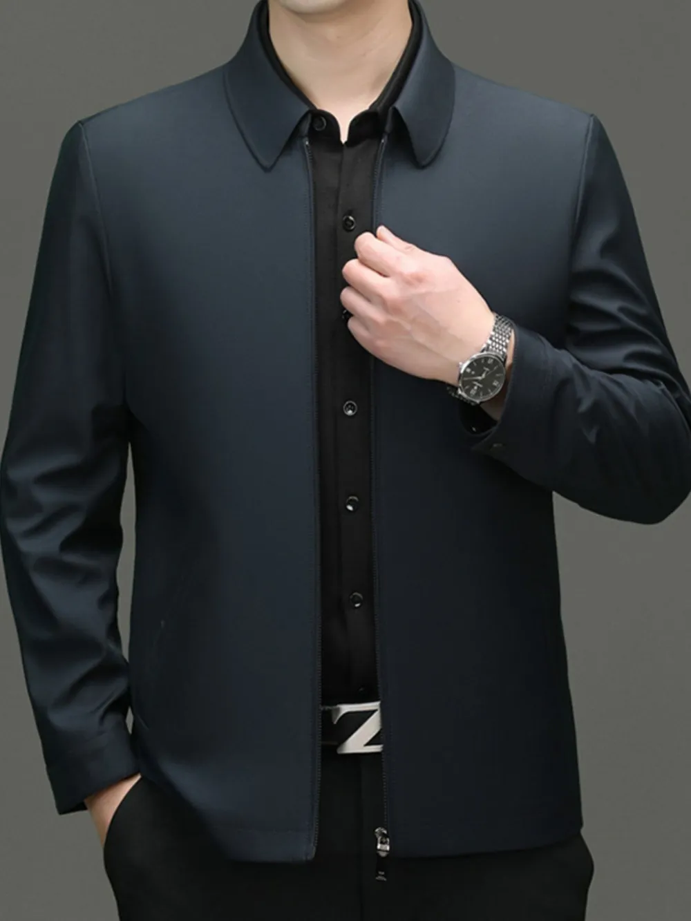 Men's Plus Size Zip Up Long Sleeve Jacket, image 5