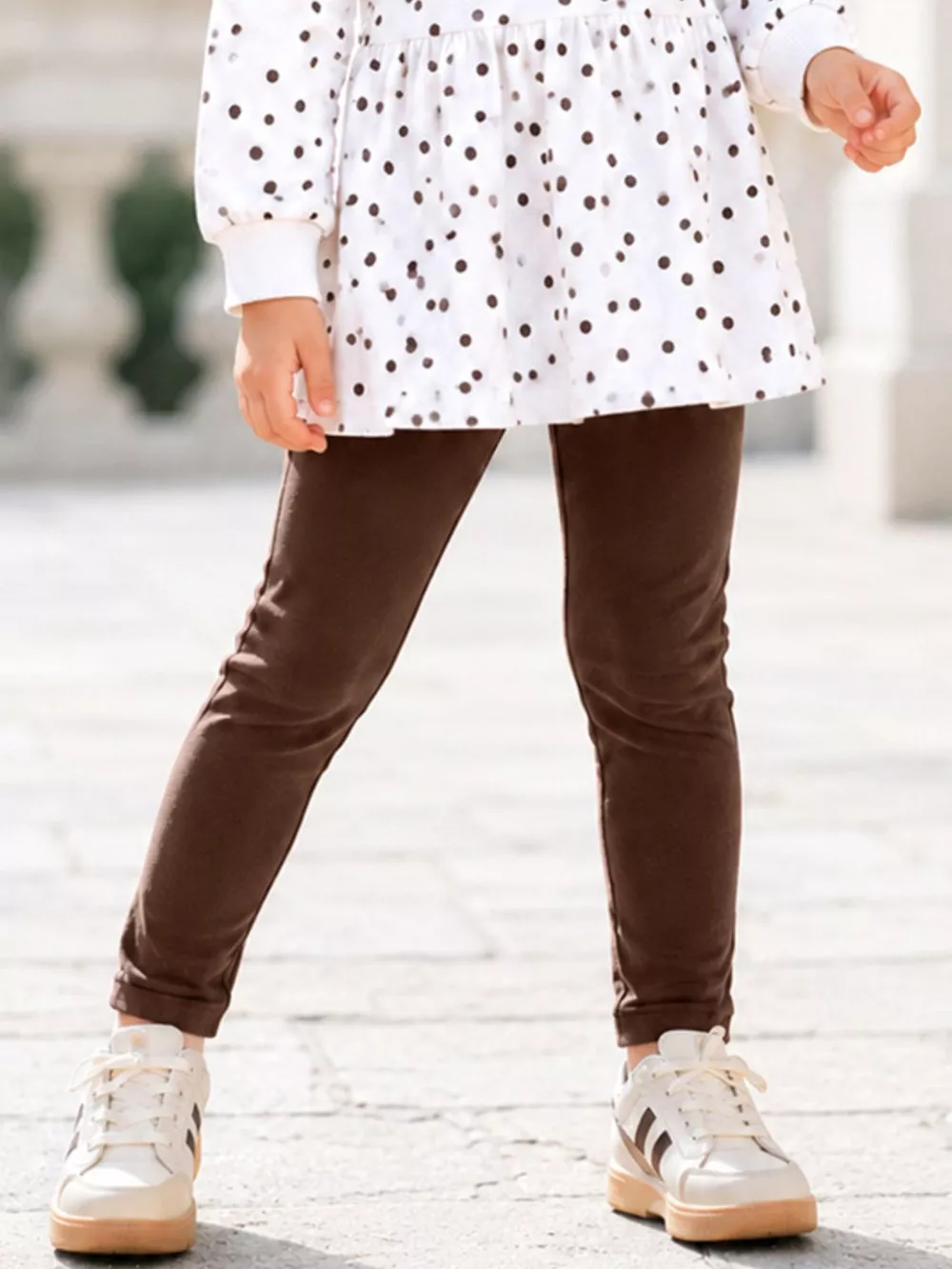 Children's Polka Dot Peplum Top and Solid Leggings Set, image 5