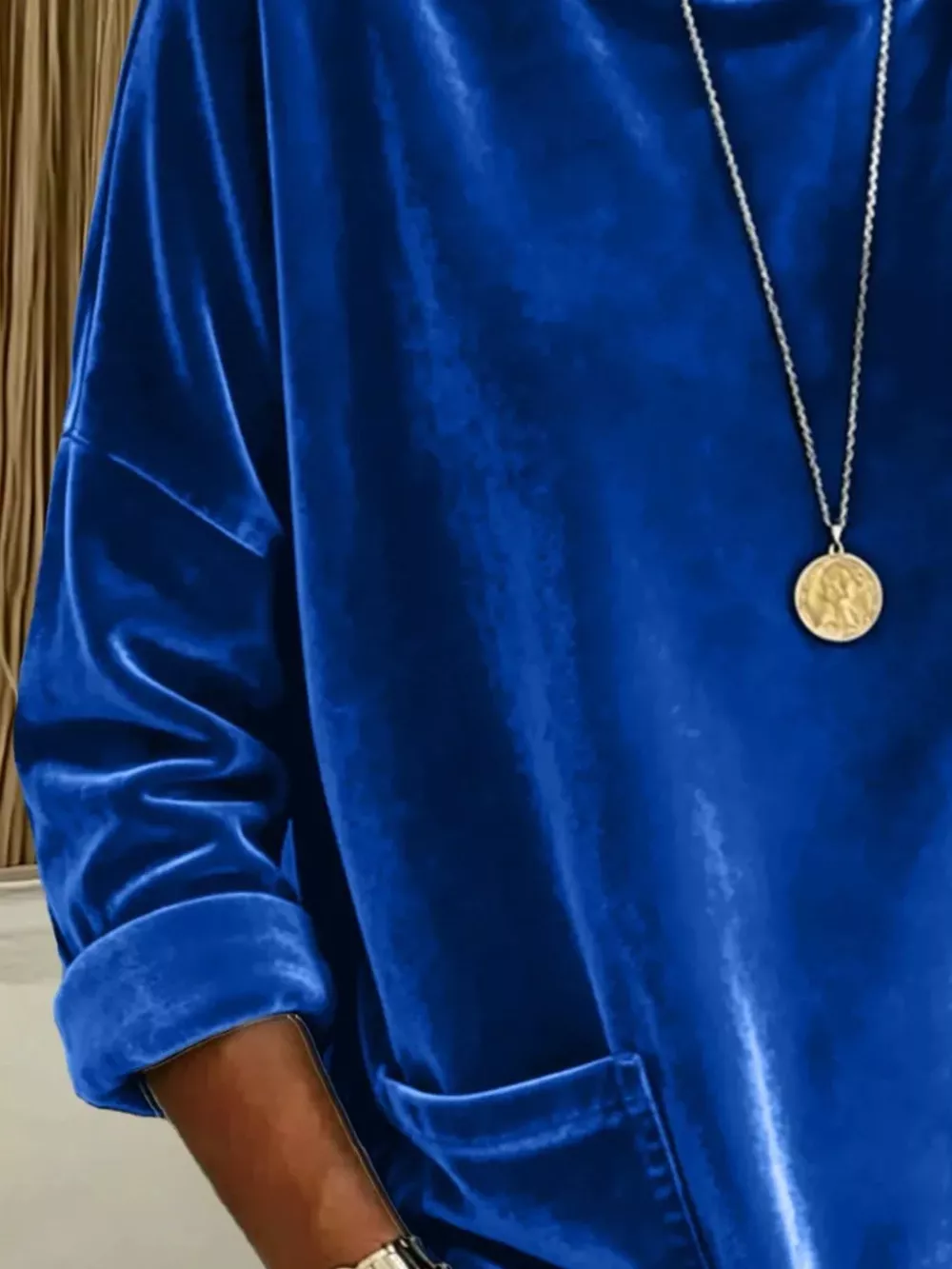 Full Size Velvet Long Sleeve Hoodie with Front Pockets Plus Size, image 3