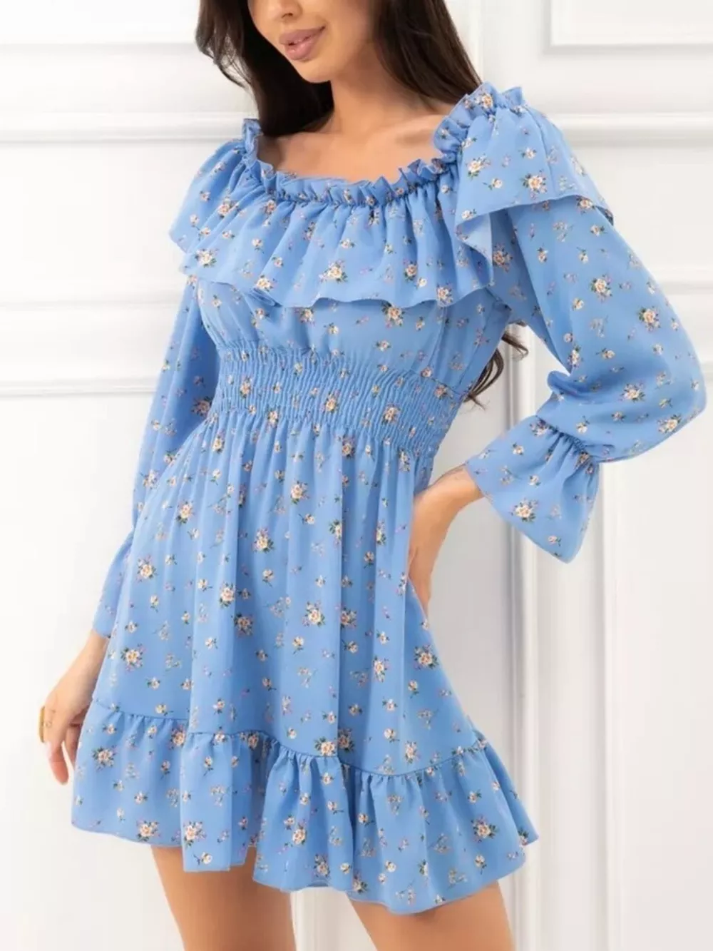 Off-Shoulder Floral Print Ruffle Dress, image 8