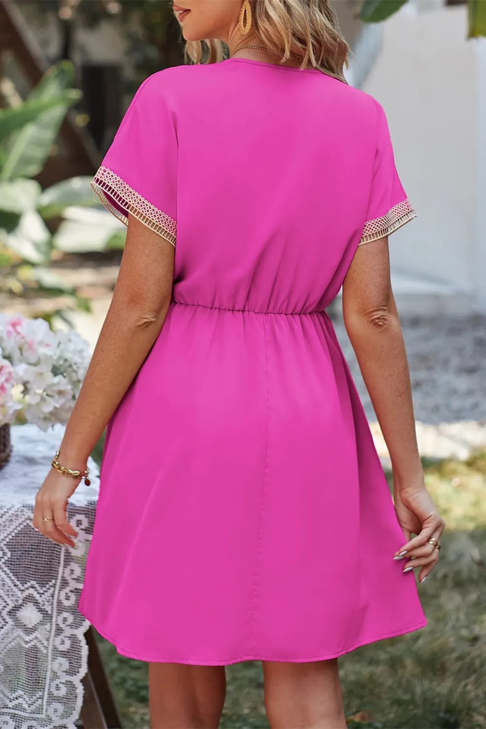 Tassel V-Neck Short Sleeve Dress, image 3