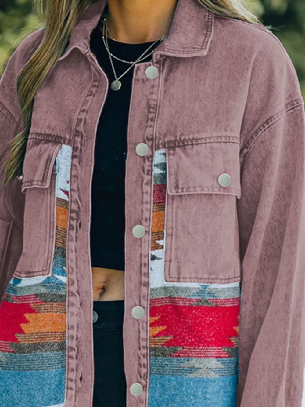 Aztec Print Button Up Jacket, image 9