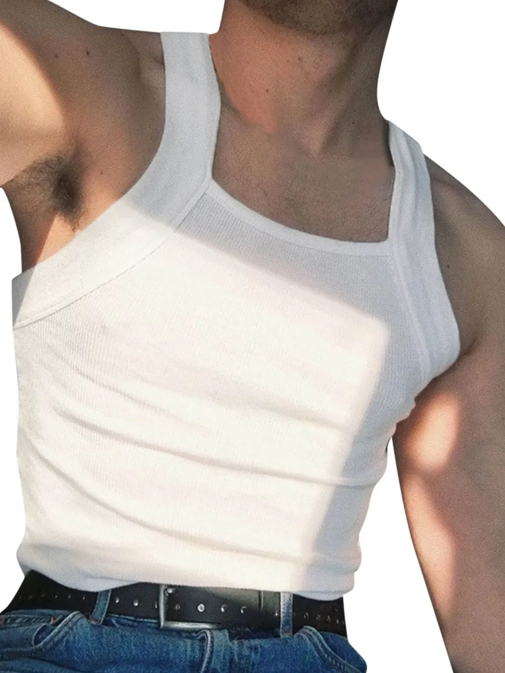 Men's Full Size Square Neck Wide Strap Tank Plus Size, image 4