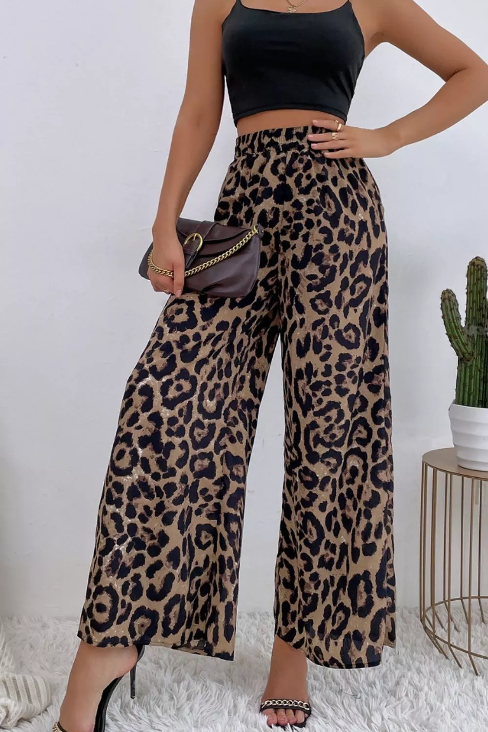 Leopard High Waist Wide Leg Pants, image 4