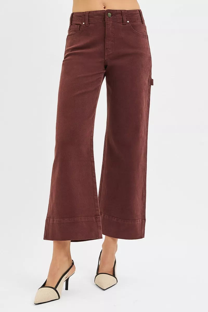 Tummy Control High Rise Crop Wide No Waist Band Pants, image 3