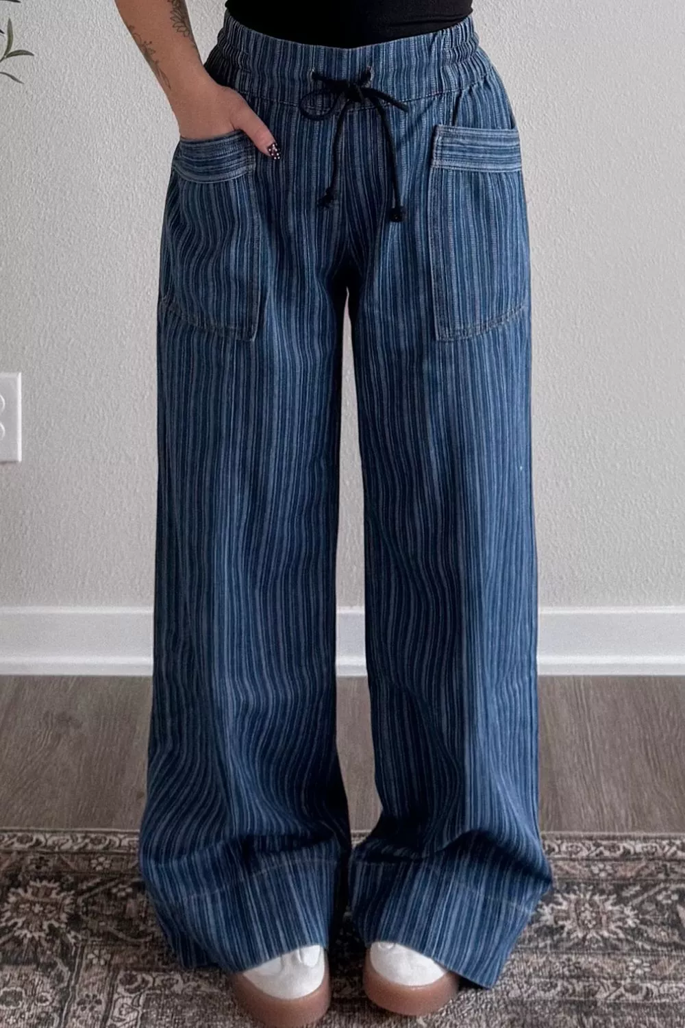 Striped Wide-Leg Jeans