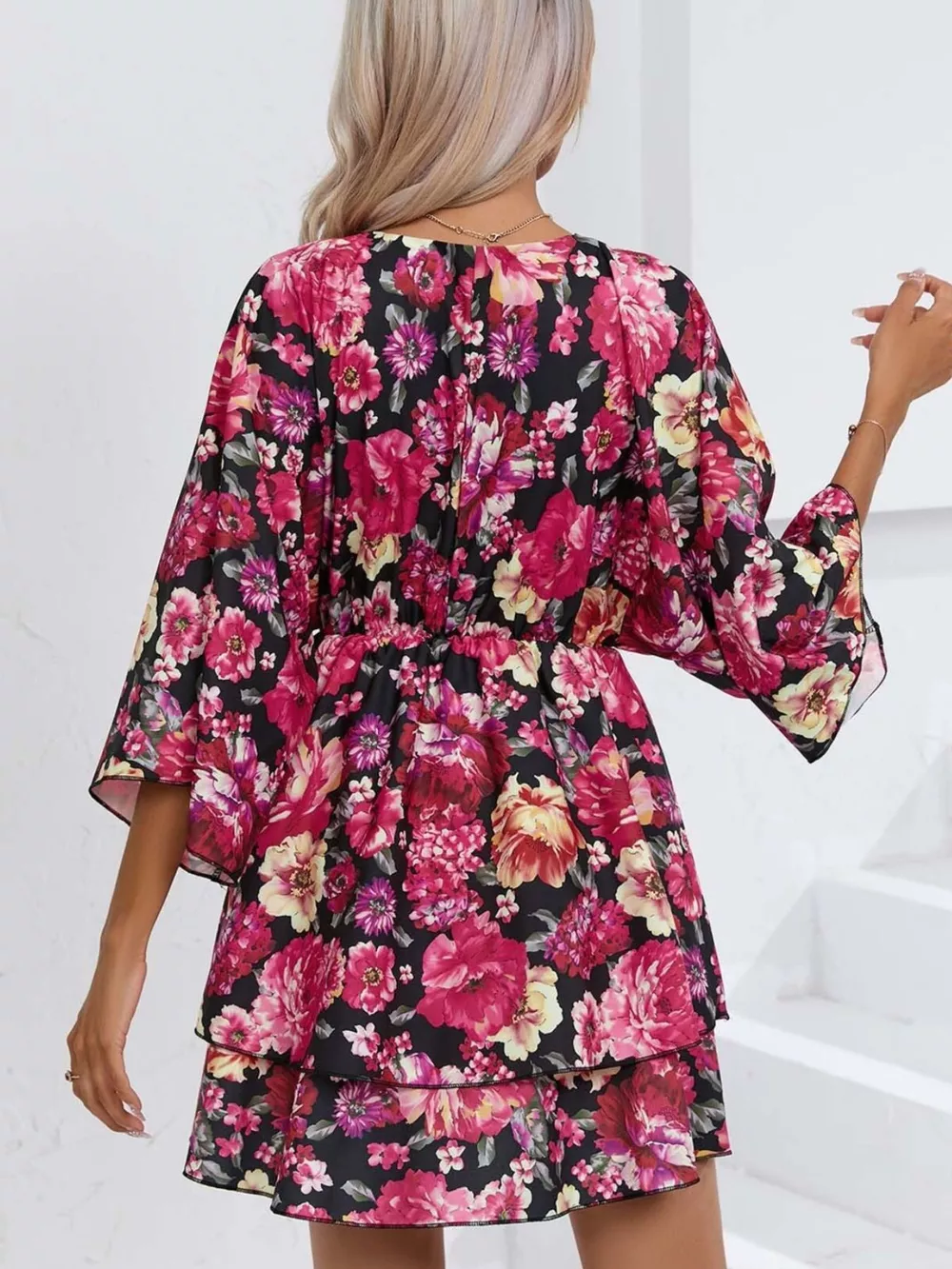 Floral Print Layered Ruffle Hem Mini Dress, image 11
