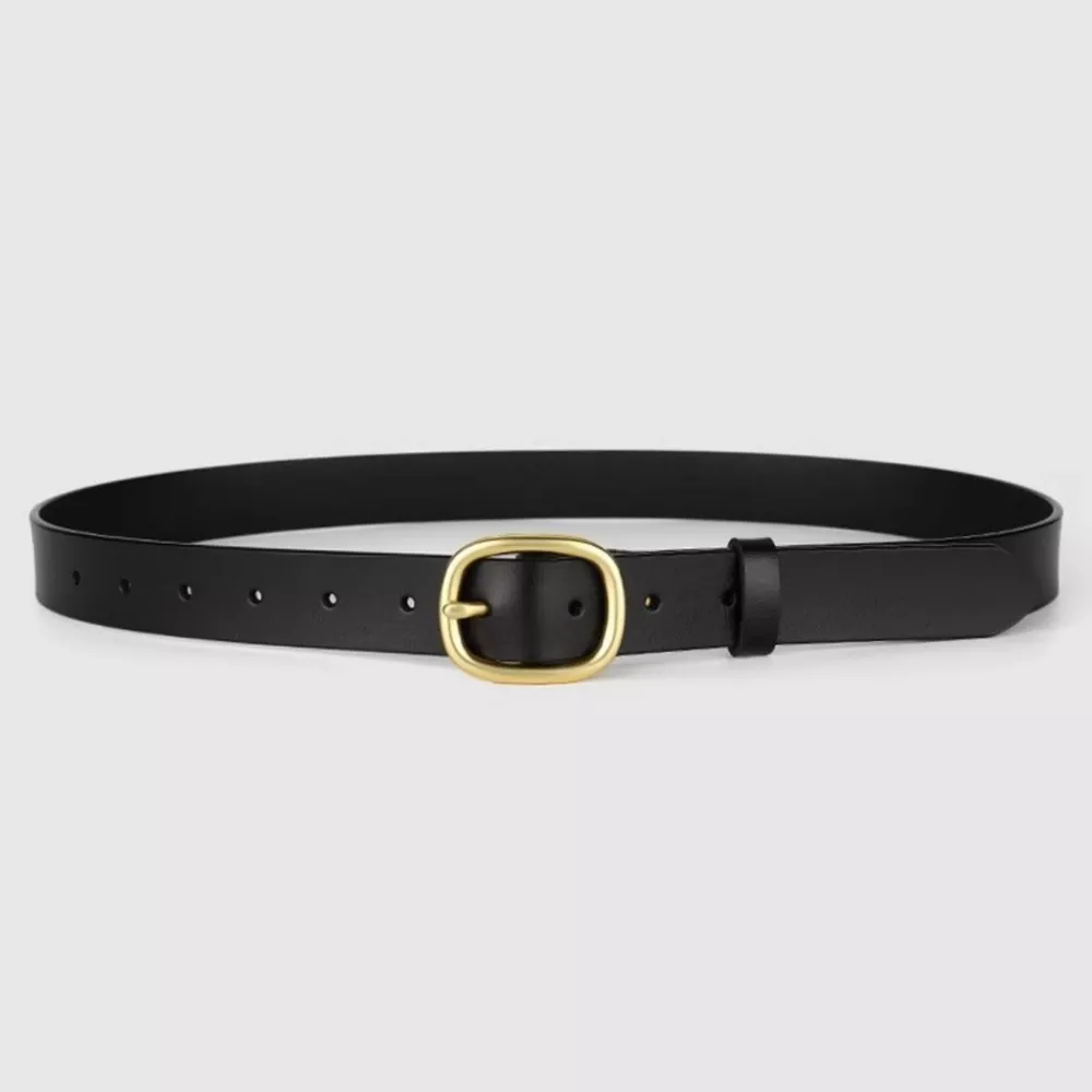 Cowhide Leather Belt with Golden Buckle, image 6