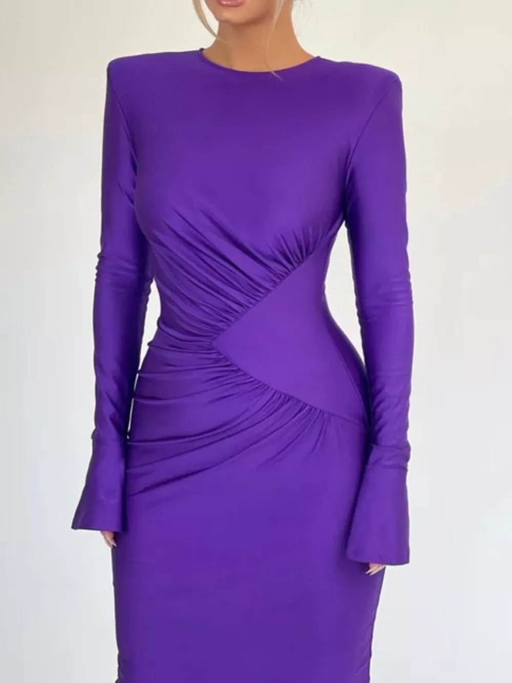 Ruched Long Sleeve Bodycon Maxi Dress, image 16