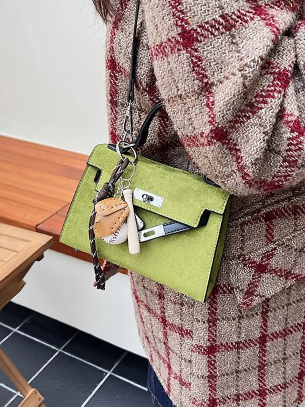 Crossbody Bag with Baseball Charm, image 4