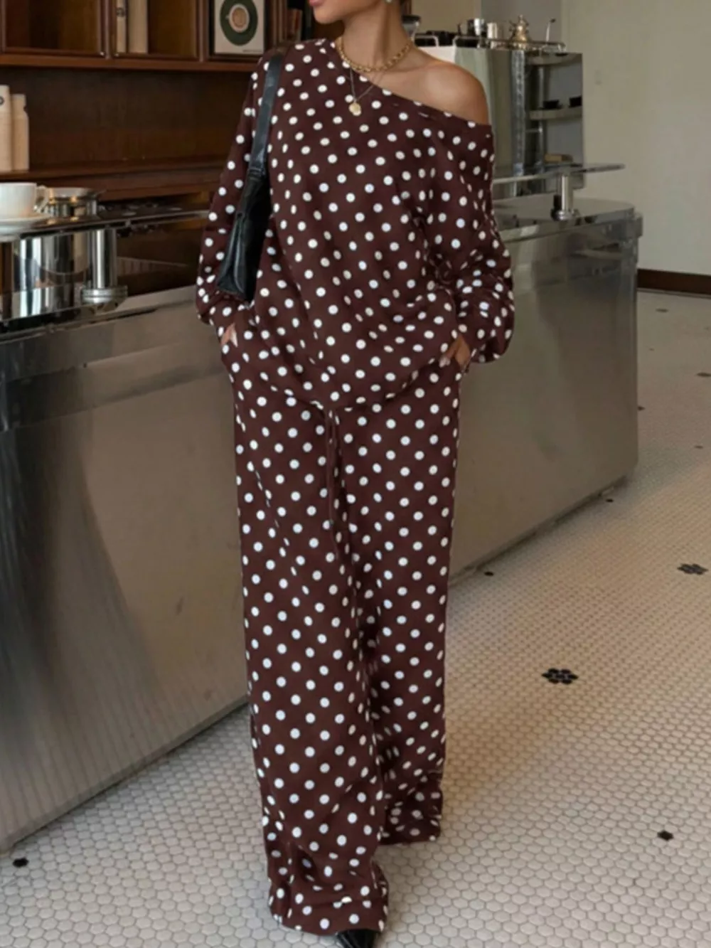 Polka Dot Long Sleeve Top and Pants Set, image 16