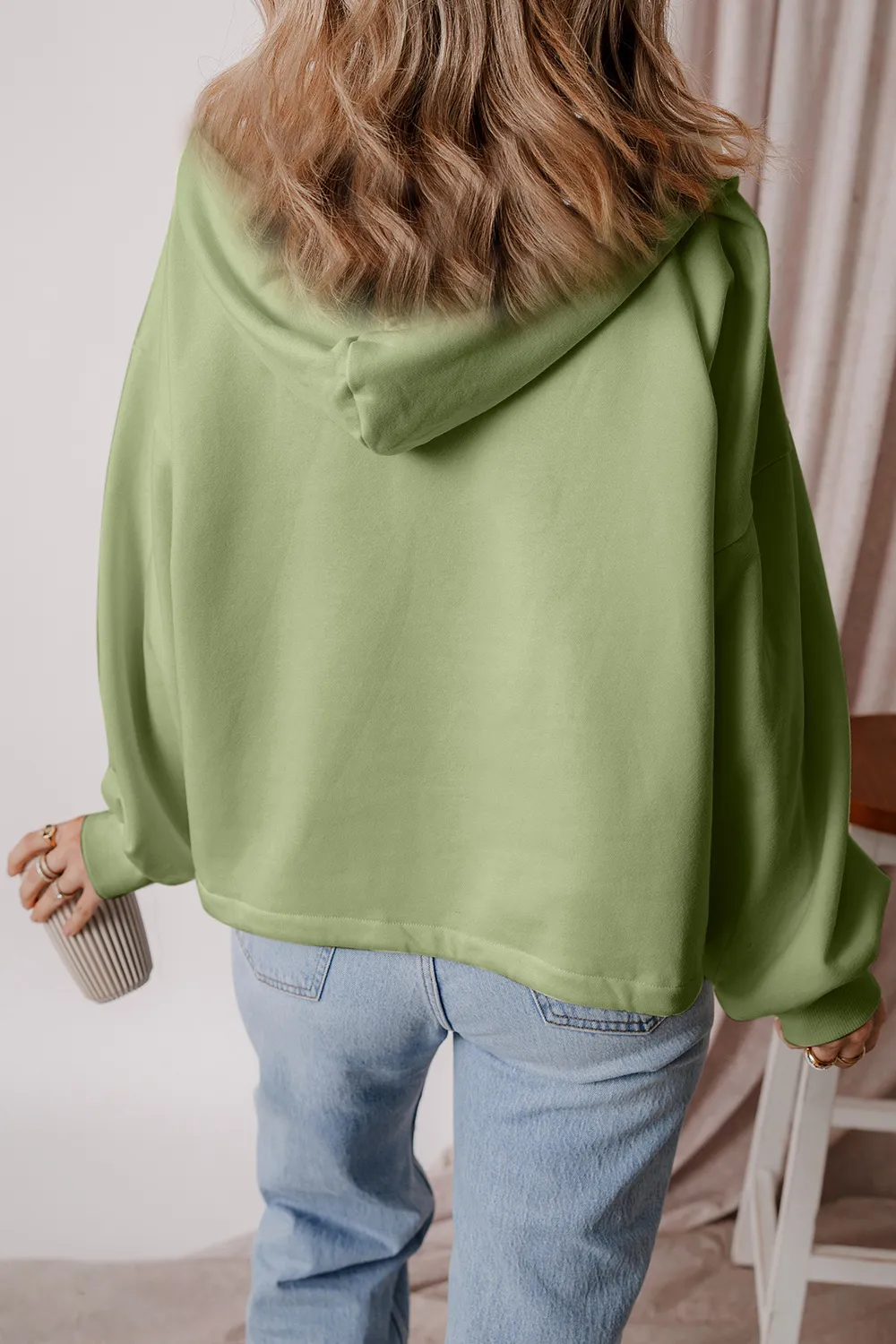 Pocketed Half Zip Dropped Shoulder Hoodie, image 16