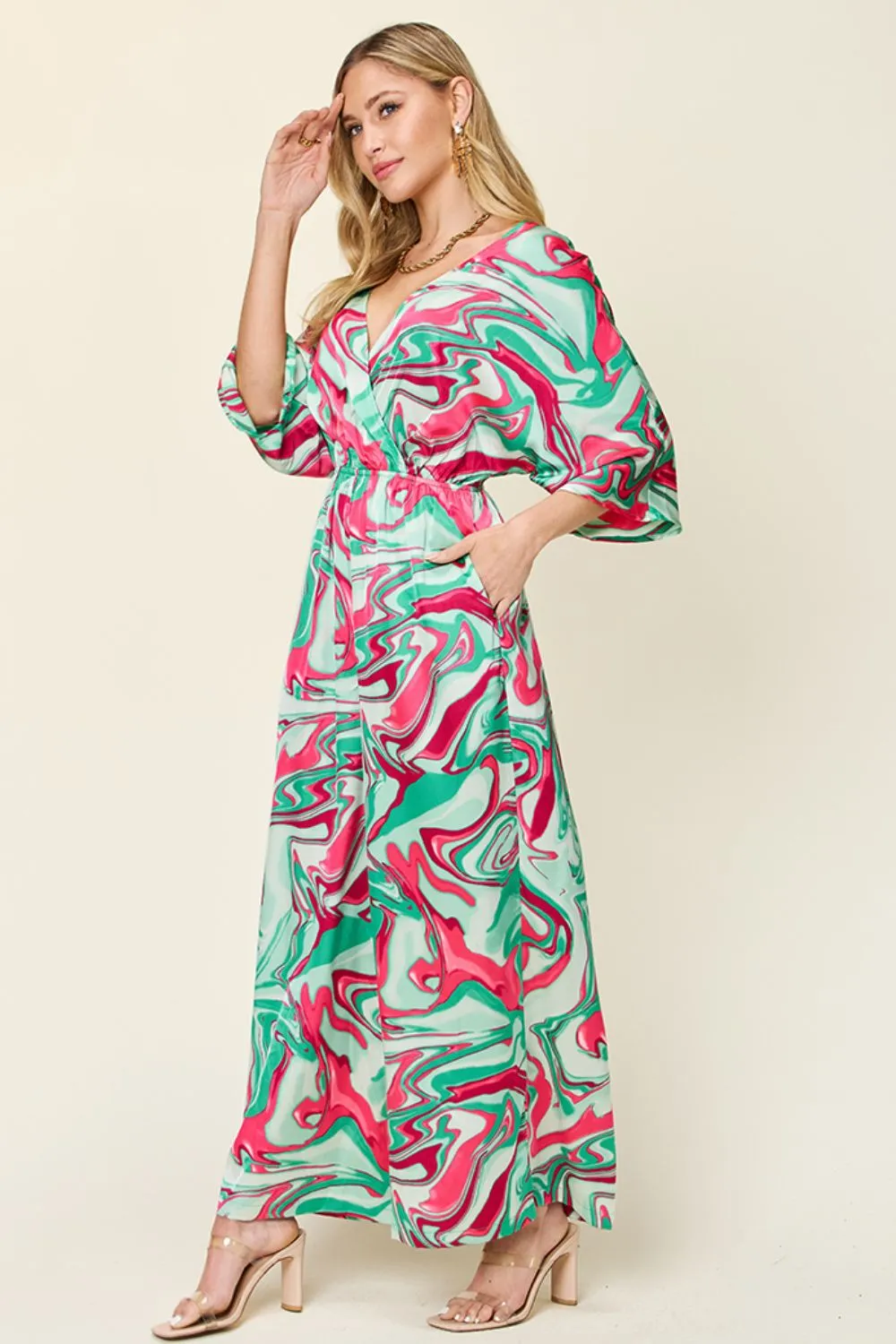 Full Size Half Sleeve Wide Leg Jumpsuit, image 3